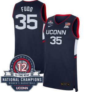 Azzi Fudd UConn Huskies Women's Basketball Navy Jersey w/ 12-Time National Champs Patch - All Stitched