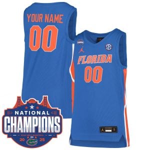 Custom Florida Gators Basketball Royal 2025 National Champions Jersey - All Stitched
