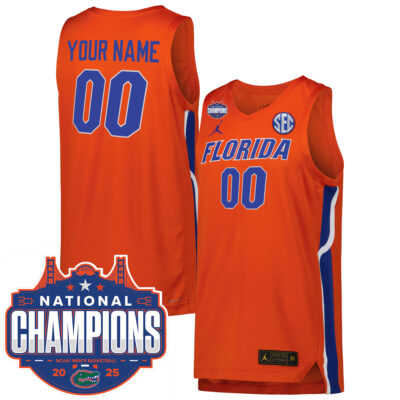 Custom Florida Gators Basketball Orange 2025 National Champions Jersey - All Stitched