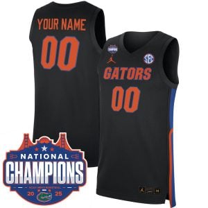 Custom Florida Gators Basketball Black 2025 National Champions Jersey - All Stitched