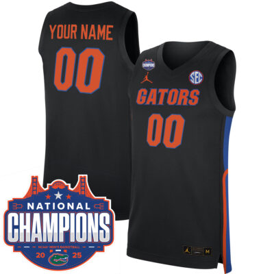 Custom Florida Gators Basketball Black 2025 National Champions Jersey - All Stitched