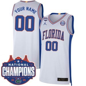 Custom Florida Gators Basketball White Retro 2025 National Champions Jersey - All Stitched