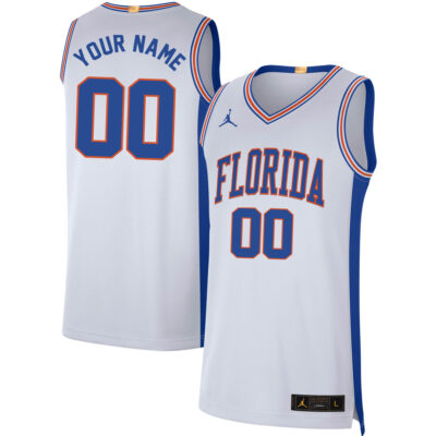 Custom Florida Gators Basketball White Retro Jersey - All Stitched