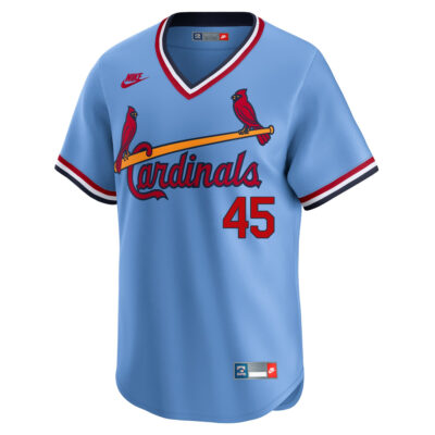 Alternative view of Bob Gibson St. Louis Cardinals Light Blue Cooperstown Collection Jersey - All Stitched