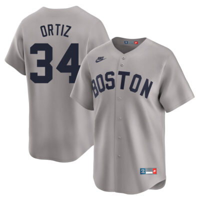 David Ortiz Boston Red Sox Grey Throwback Limited Jersey - All Stitched