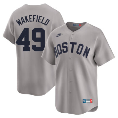 Tim Wakefield Boston Red Sox Grey Throwback Limited Jersey - All Stitched