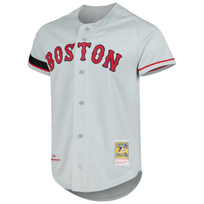 Alternative view of Nomar Garciaparra Boston Red Sox Grey Cooperstown Collection Jersey - All Stitched