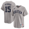 Dustin Pedroia Boston Red Sox Grey Throwback Limited Jersey - All Stitched