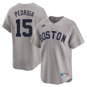 Dustin Pedroia Boston Red Sox Grey Throwback Limited Jersey - All Stitched