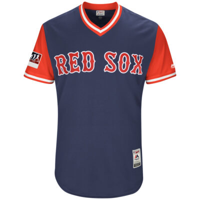 Alternative view of Dustin Pedroia Pedey Boston Red Sox Navy Red Jersey - All Stitched