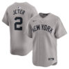 Derek Jeter New York Yankees Grey Road Limited Jersey - All Stitched
