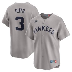 Babe Ruth New York Yankees Grey Cooperstown Collection Jersey - All Stitched