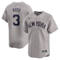 Babe Ruth New York Yankees Grey Road Limited Jersey - All Stitched