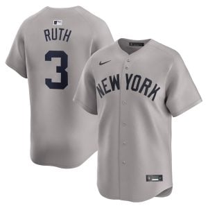 Babe Ruth New York Yankees Grey Road Limited Jersey - All Stitched