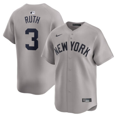 Babe Ruth New York Yankees Grey Road Limited Jersey - All Stitched