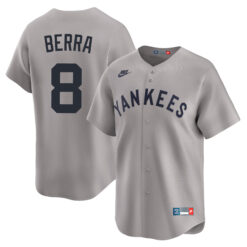 Yogi Berra New York Yankees Grey Cooperstown Collection Jersey - All Stitched