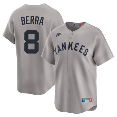 Yogi Berra New York Yankees Grey Cooperstown Collection Jersey - All Stitched