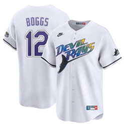 Wade Boggs Tampa Bay Rays White Cooperstown Collection Limited Jersey - All Stitched