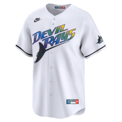 Alternative view of Wade Boggs Tampa Bay Rays White Cooperstown Collection Limited Jersey - All Stitched