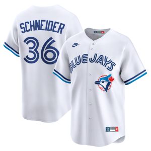 Davis Schneider Toronto Blue Jays White Throwback Limited Jersey - All Stitched