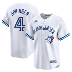 George Springer Toronto Blue Jays White Throwback Limited Jersey - All Stitched