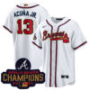 Ronald Acuna Jr Atlanta Braves White 2022 Gold Program Jersey - All Stitched