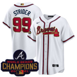 Spencer Strider Atlanta Braves White 2022 Gold Program Jersey - All Stitched