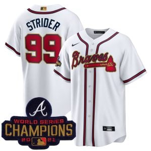 Spencer Strider Atlanta Braves White 2022 Gold Program Jersey - All Stitched