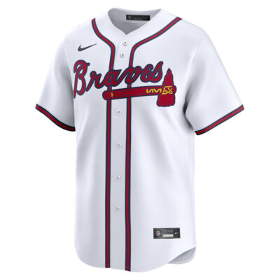 Alternative view of Ozzie Albies Atlanta Braves White Home Limited Jersey - All Stitched