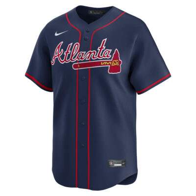 Alternative view of Ozzie Albies Atlanta Braves Navy Alternate Limited Jersey - All Stitched