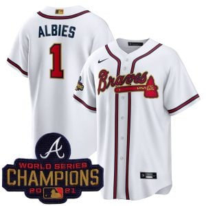 Ozzie Albies Atlanta Braves White 2022 Gold Program Jersey - All Stitched