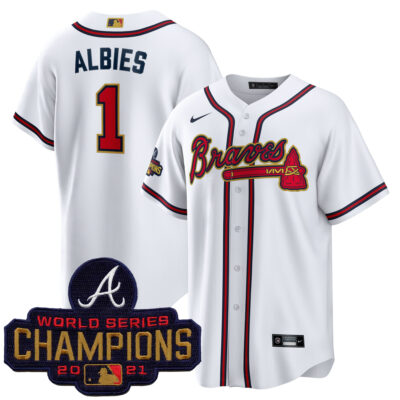 Ozzie Albies Atlanta Braves White 2022 Gold Program Jersey - All Stitched