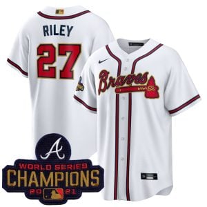Austin Riley Atlanta Braves White 2022 Gold Program Jersey - All Stitched