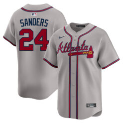 Deion Sanders Atlanta Braves Grey Road Limited Jersey - All Stitched