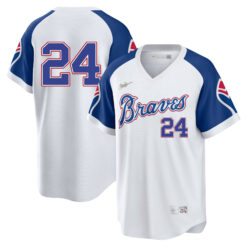 Deion Sanders Atlanta Braves White 1974 Cooperstown Collection Jersey - All Stitched
