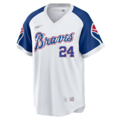 Alternative view of Deion Sanders Atlanta Braves White 1974 Cooperstown Collection Jersey - All Stitched