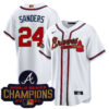 Deion Sanders Atlanta Braves White 2022 Gold Program Jersey - All Stitched