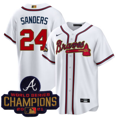 Deion Sanders Atlanta Braves White 2022 Gold Program Jersey - All Stitched