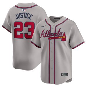 David Justice Atlanta Braves Grey Road Limited Jersey - All Stitched