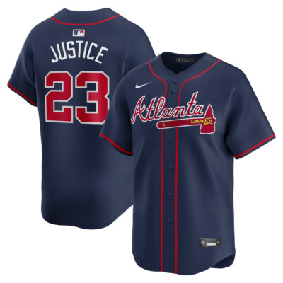 David Justice Atlanta Braves Navy Alternate Limited Jersey - All Stitched