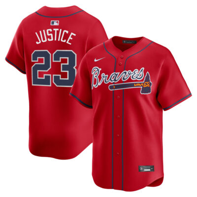 David Justice Atlanta Braves Red Alternate Limited Jersey - All Stitched