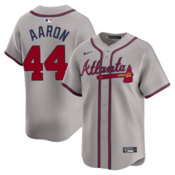 Hank Aaron Atlanta Braves Grey Road Limited Jersey - All Stitched