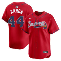 Hank Aaron Atlanta Braves Red Alternate Limited Jersey - All Stitched