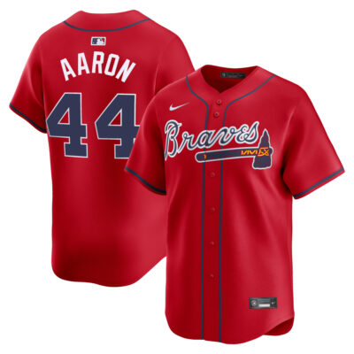 Hank Aaron Atlanta Braves Red Alternate Limited Jersey - All Stitched