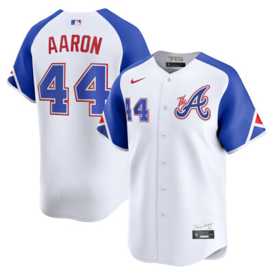 Hank Aaron Atlanta Braves White City Connect Limited Jersey - All Stitched