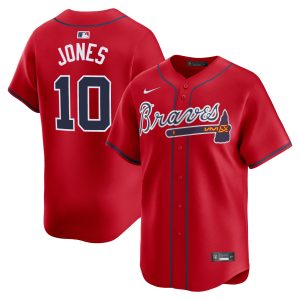 Chipper Jones Atlanta Braves Red Alternate Limited Jersey - All Stitched