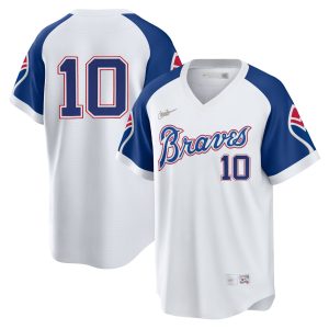 Chipper Jones Atlanta Braves White 1974 Cooperstown Collection Jersey - All Stitched