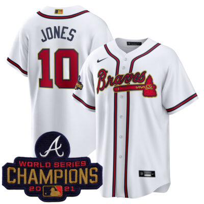 Chipper Jones Atlanta Braves White 2022 Gold Program Jersey - All Stitched