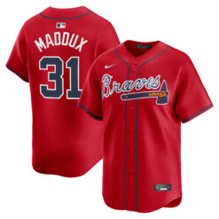 Greg Maddux Atlanta Braves Red Alternate Limited Jersey - All Stitched