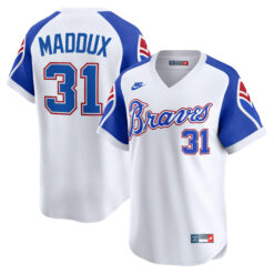 Greg Maddux Atlanta Braves White 1974 Cooperstown Collection Jersey - All Stitched